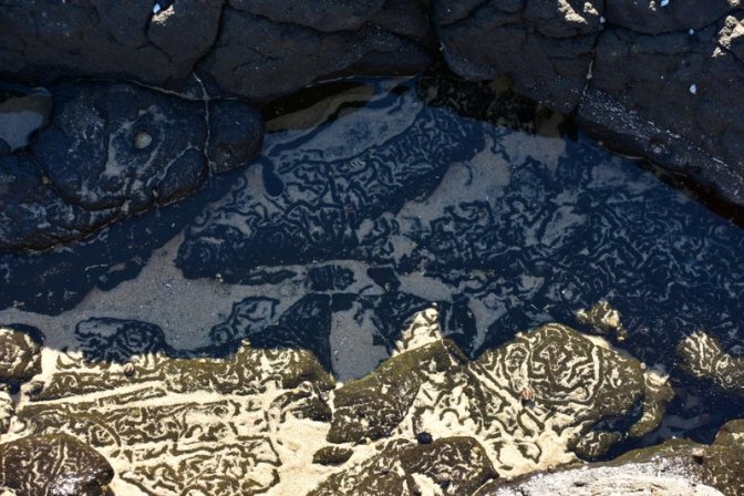 Alien writing in the sand
