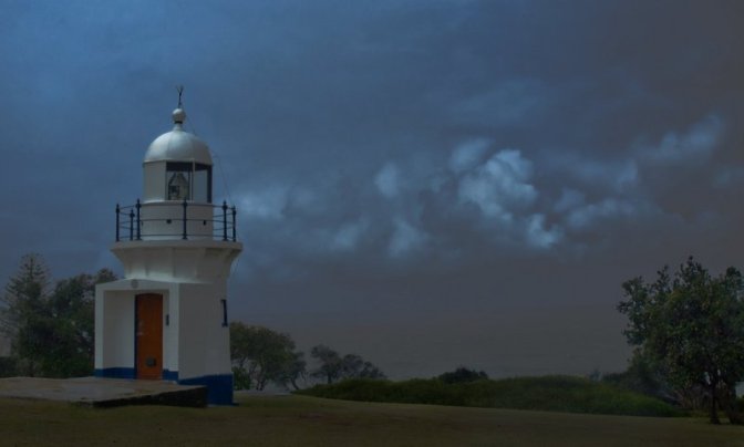 The Richmond River Light in a thunderstorm