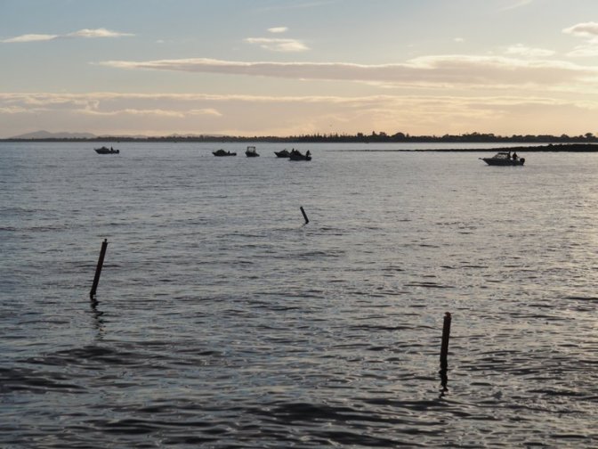 Fishing boats at dusk