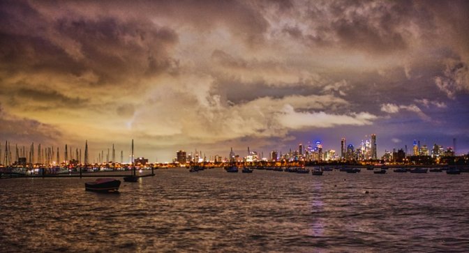 Melbourne from St Kilda Pier before dawn