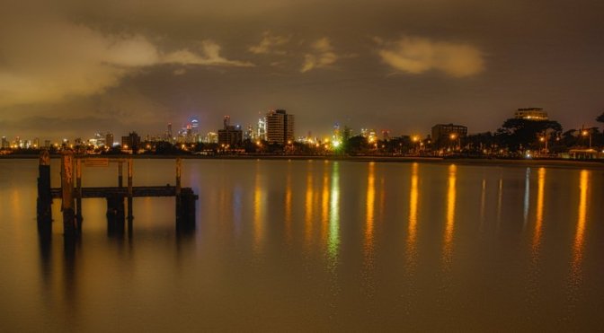 Melbourne from St Kilda Pier before dawn