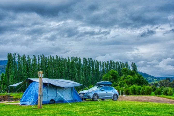 Camping under a stormy sky
